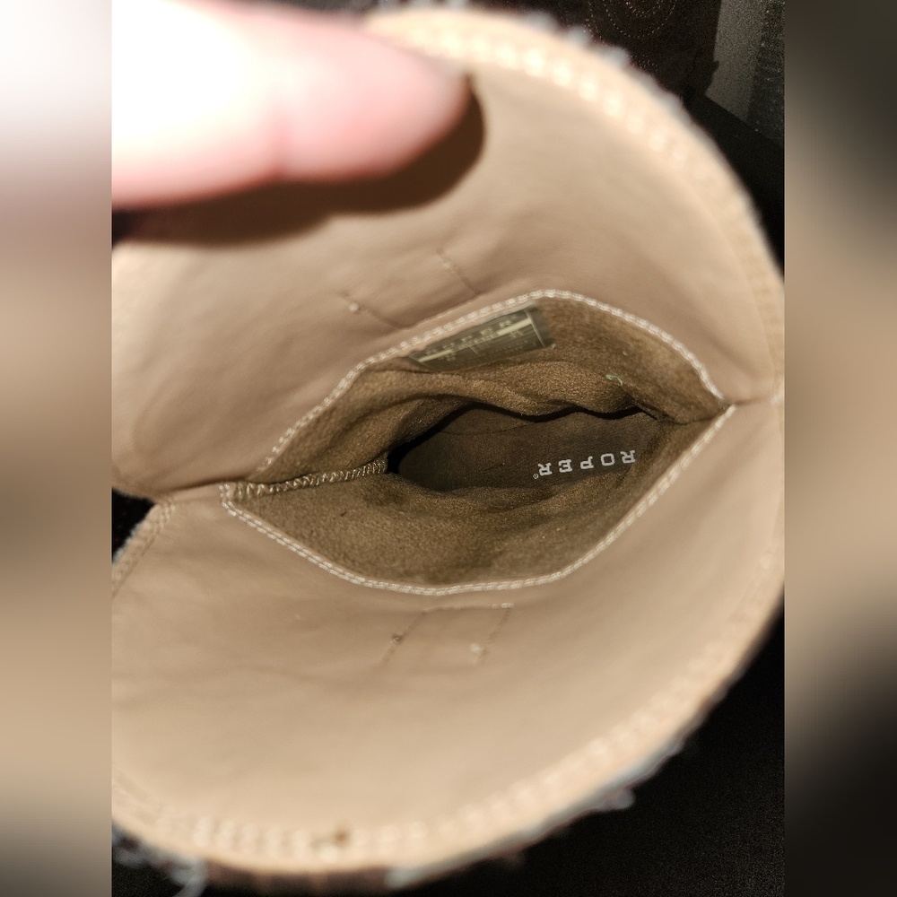 Roper Brown Cowboy Boots with Blue Cross Accents - Picture 10 of 12